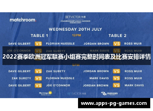 2022赛季欧洲冠军联赛小组赛完整时间表及比赛安排详情