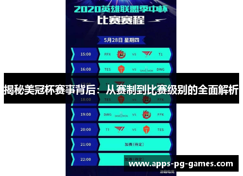 揭秘美冠杯赛事背后:从赛制到比赛级别的全面解析 揭秘美冠杯赛事背后:从赛制到比赛级别的全面解析